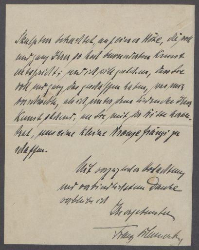 Brief von Franz Blumenthal an Georg Kolbe