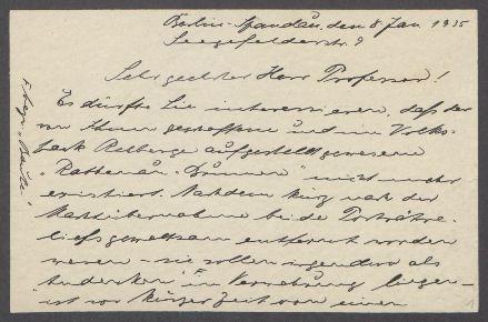 Brief von Erich Bode an Georg Kolbe