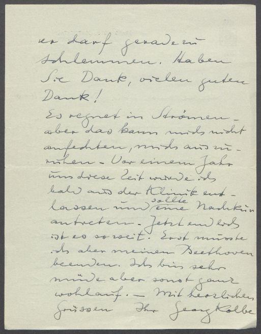 Brief von Georg Kolbe an Annemarie Ritter
