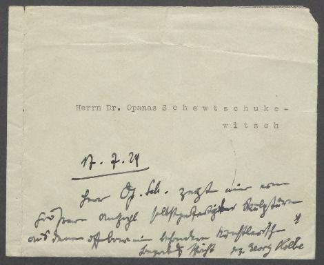 Briefe von Georg Kolbe an Opanas Schewtschukewitsch