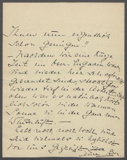 Brief von Benjamine Kolbe an Hermann und Charlotte Schmitt