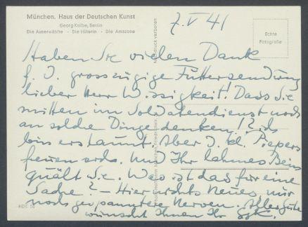 Brief von Georg Kolbe an Conrad Wissigkeit