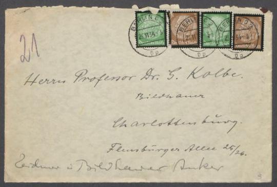 Brief von Hanns Anker an Georg Kolbe
