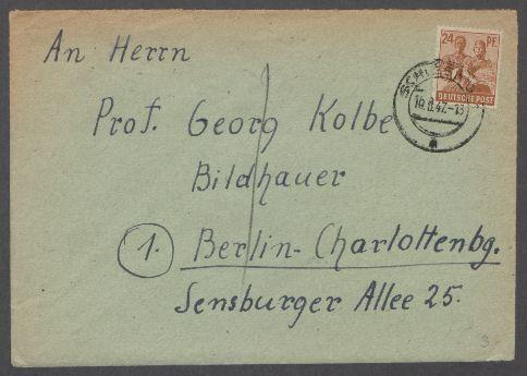 Brief von Harry Christlieb an Georg Kolbe