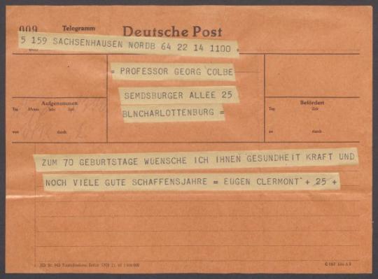 Brief von Eugen Clermont an Georg Kolbe