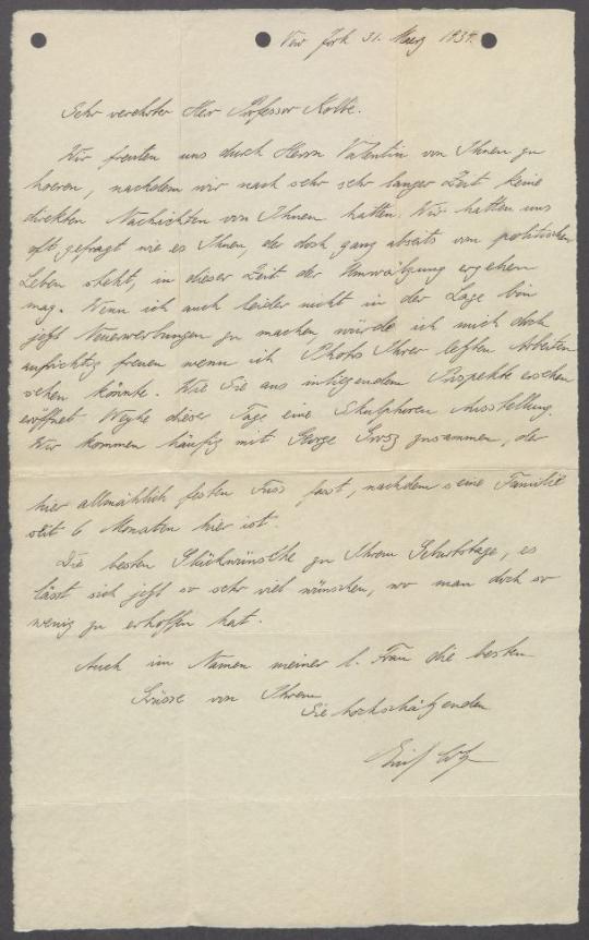 Brief von Erich Cohn an Georg Kolbe