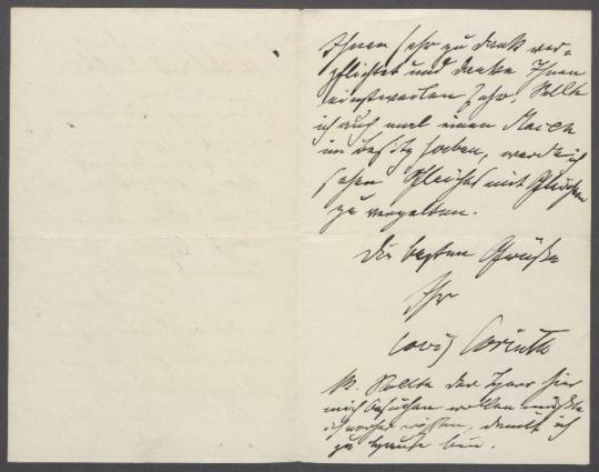 Brief von Lovis Corinth an Georg Kolbe