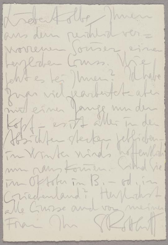 Bildpostkarte von Karl Schmidt-Rottluff an Georg Kolbe
