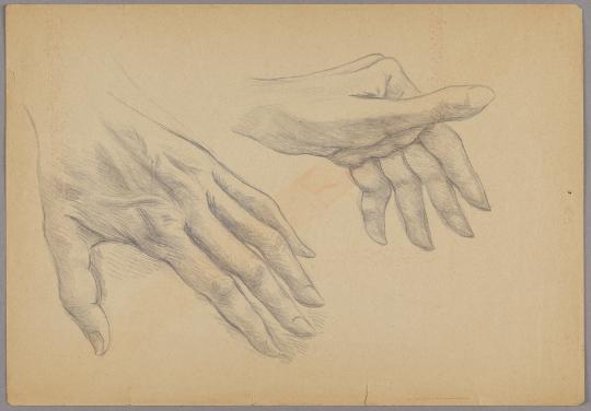Skizzen der linken Hand der Künstlerin