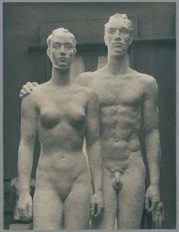 Menschenpaar, Detail, 1937, Gips
