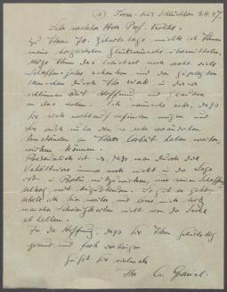 Brief von Anton Grauel an Georg Kolbe