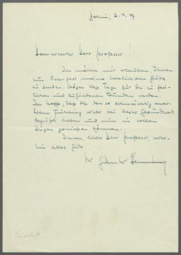 Brief von Günter Henning an Georg Kolbe