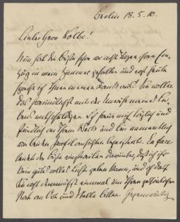 Brief von Theobald von Bethmann Hollweg an Georg Kolbe