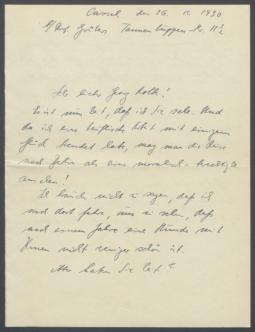Brief von Ivo Beucker an Georg Kolbe
