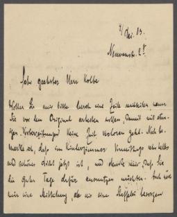 Brief von Raoul Richter an Georg Kolbe