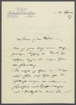 Brief von Friedrich Sarre an Georg Kolbe