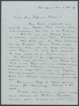 Briefe von Ottilie Schäfer an Georg Kolbe