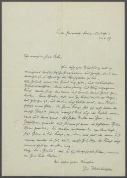 Brief von Karl Scheffler an Georg Kolbe