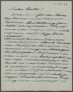Brief von Richard Scheibe an Georg Kolbe
