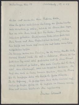 Brief von Justus Schmitt an Georg Kolbe