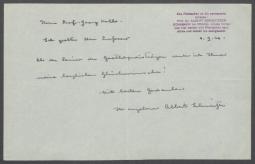 Brief von Albert Schweitzer an Georg Kolbe