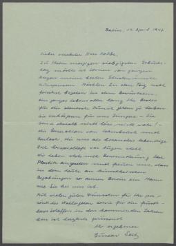 Brief von Gustav Seitz an Georg Kolbe