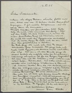 Brief von Georg Kolbe an Georg Swarzenski [Städelsches Kunstinstitut und Städtische Galerie, Frankfurt am Main]