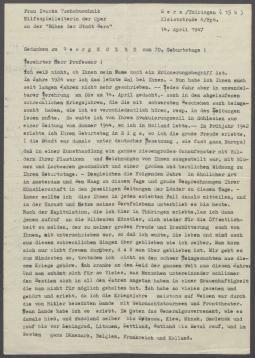 Brief von Ivanka Tschabuschnik an Georg Kolbe