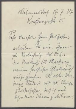 Brief von Wilhelm Waetzoldt an Georg Kolbe