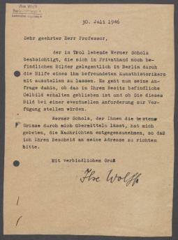 Briefe von Ilse Wolff an Georg Kolbe