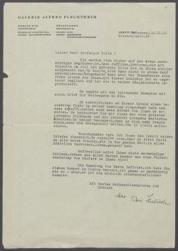 Brief von William Rees-Jeffreys und Rosi Hulisch [Galerie Alfred Flechtheim, Berlin] an Georg Kolbe