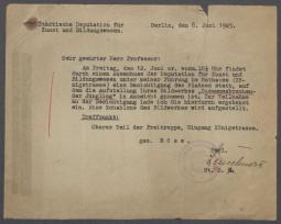 Brief von Gustav August Johann Heinrich Böß [Städtische Deputation für Kunst und Bildungswesen, Berlin] an Georg Kolbe