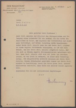 Briefe von Adolf Heilmann [Magisttrat Halle, Saale] an Georg Kolbe