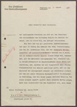 Briefwechsel zwischen dem Landesfinanzamt Magdeburg, der Reichskammer der bildenden Künste und Georg Kolbe