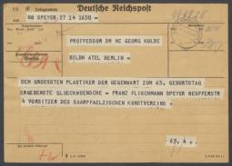 Brief von Franz Fleischmann [Saarpfälzischer Kunstverein] an Georg Kolbe