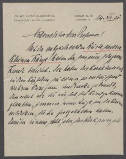 Brief von Franz Blumenthal an Georg Kolbe