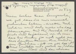 Brief von Georg Kolbe an Hermann Lemperle