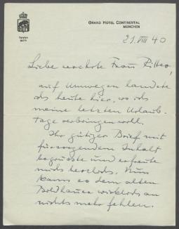 Brief von Irmgard Engelke an Annemarie Ritter