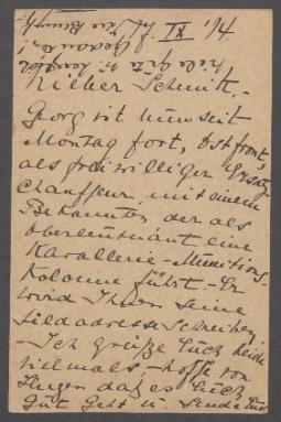 Brief von Benjamine Kolbe an Hermann Schmitt