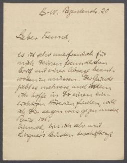 Brief von Georg Kolbe an Hermann Schmitt