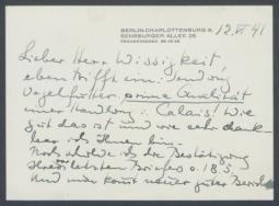 Brief von Georg Kolbe an Conrad Wissigkeit