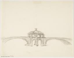 Entwurf für eine Brücke mit Pavillon